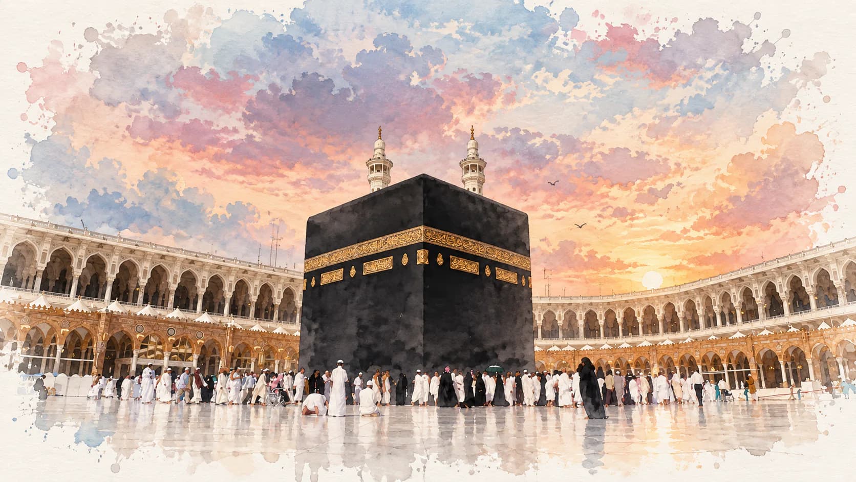 Omra au départ de Paris et Bruxelles devant la Kaaba à La Mecque